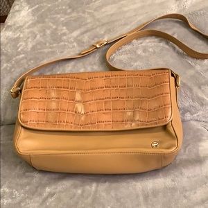 Tan Etienne Aigner Leather Shoulder Bag